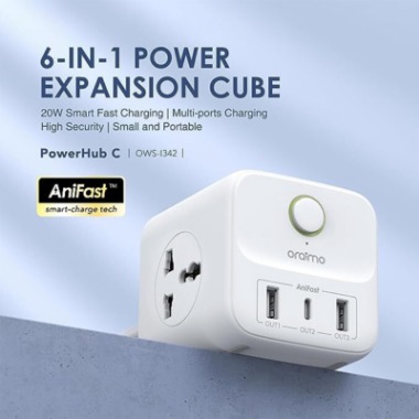 oraimo i342 powerhub c 6-in-1 power expansion cube